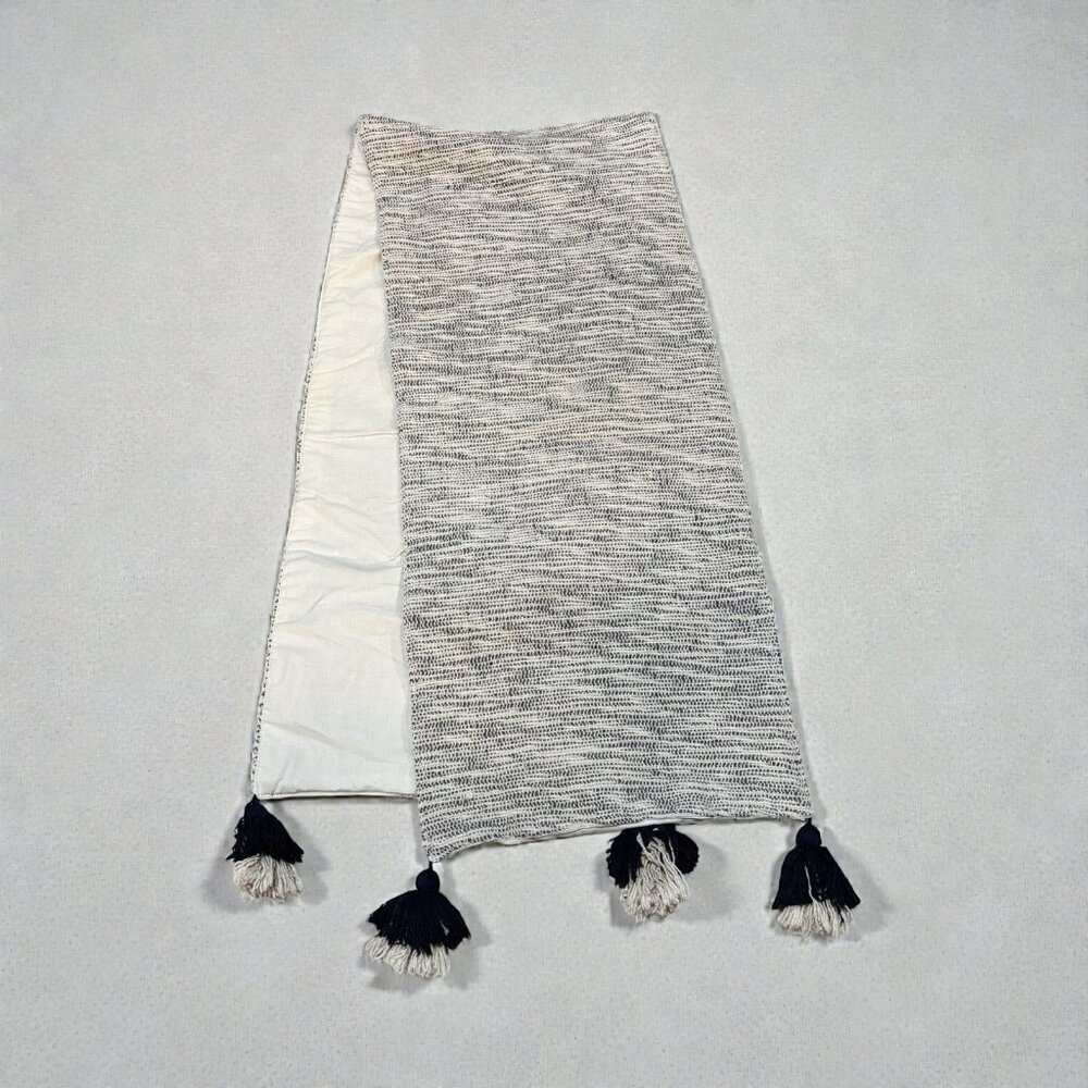 Table Runner Blue Gray White Tassels 66” Beachy Nautical Decor Table Gift Linens